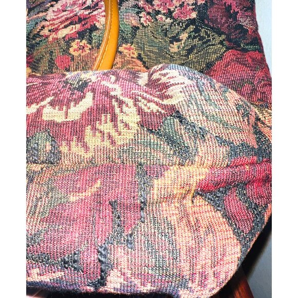 Floral Tapestry Tote Bag With Leather Handles Talbots Large Interior Pocket Zip - Picture 6 of 10